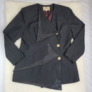 Vtg FiGurina Embellished Blazer Jacket Sz 16
